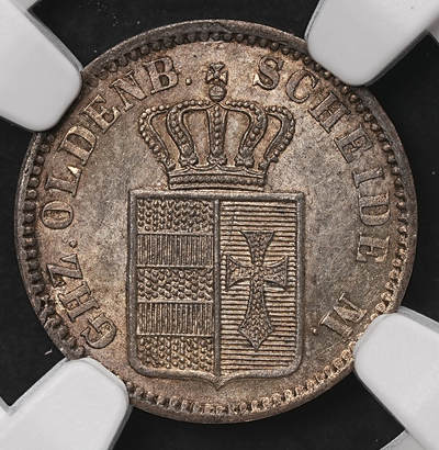 修遠堂世界钱币第108期 - NGC MS62 1866年奥尔登堡1/2 格罗申银币