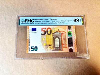 【Blue Auction】世界纸币精拍第797期——18级TOP拍卖/信誉/品质/专业/高效💫 - 【无47】欧盟 2017年50欧元 PMG68EPQ 超高分 