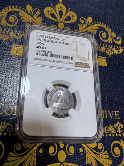 长老汇马年精选第十二场拍卖 - 1920 德紧布朗斯威克奔马10芬尼铁币，NGC MS63，唯一记录