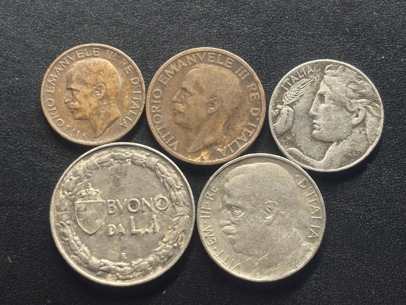 邮泉阁限时拍卖第四十三场（硬币在国外。请付邮费6元。） 意大利王国维克托·伊曼纽尔三世国王5枚
