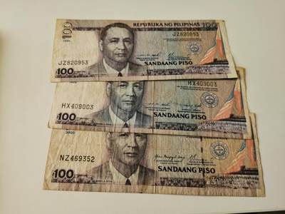 零零发流通品外国纸币拍卖 无佣金 - 菲律宾3张有针孔