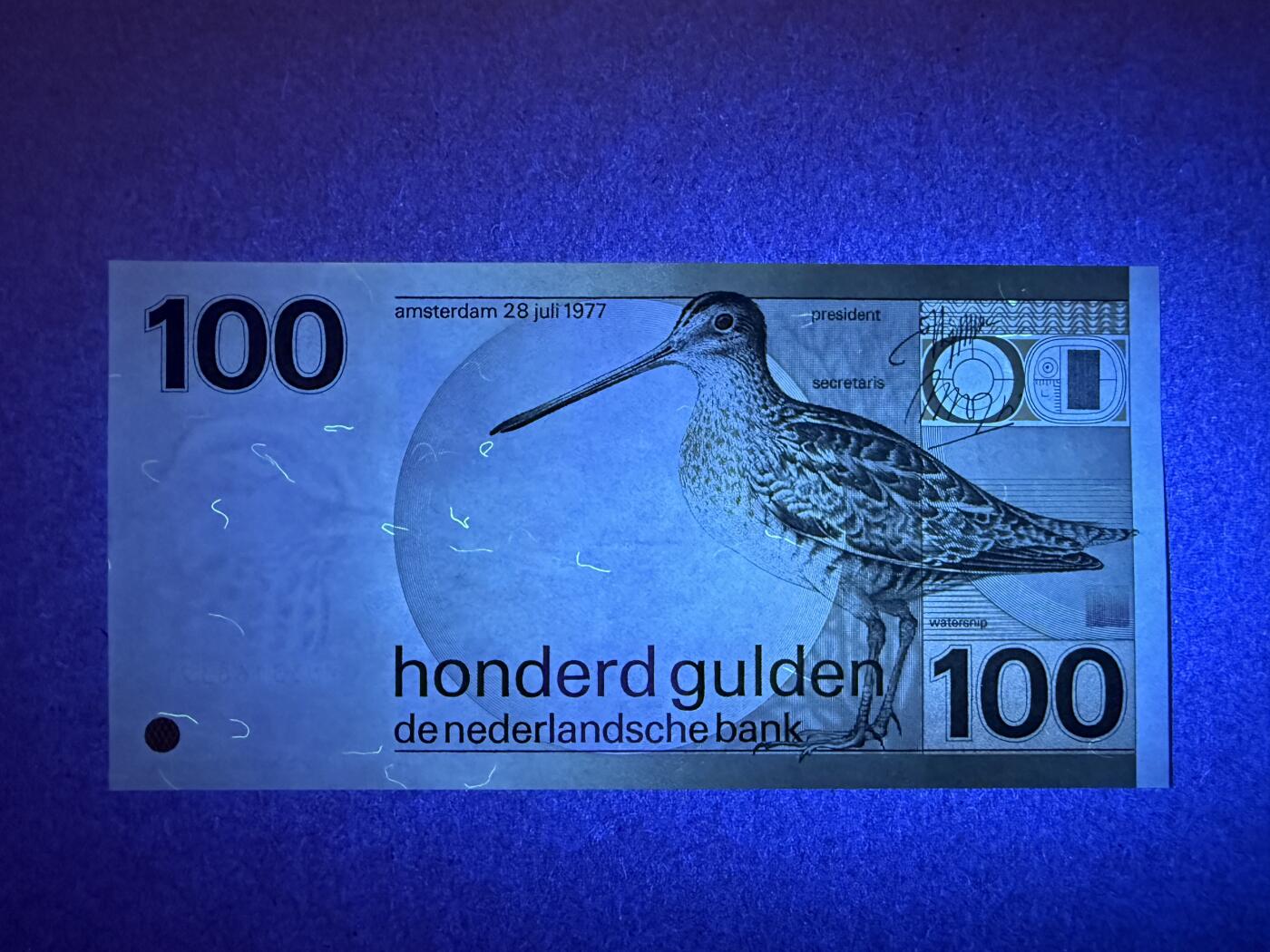 《艾美收藏》第237期-3.22周日外币强钞白金场 荷兰100盾 UNC 1977年 经典水鸟 无4