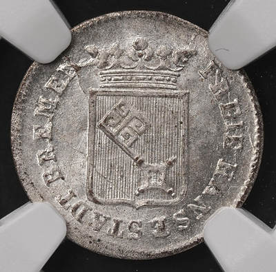 修遠堂世界钱币第108期 - NGC MS65 1840年不来梅1格罗滕银币