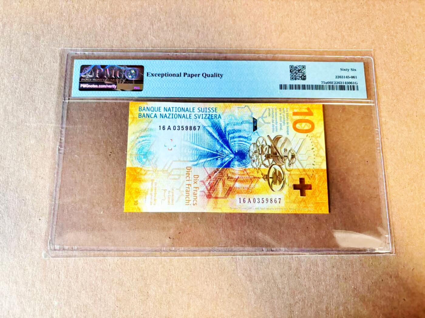 【Blue Auction】世界纸币精拍第797期——18级TOP拍卖/信誉/品质/专业/高效💫 【A冠 获奖钞】瑞士 2016年10法郎 PMG66EPQ 