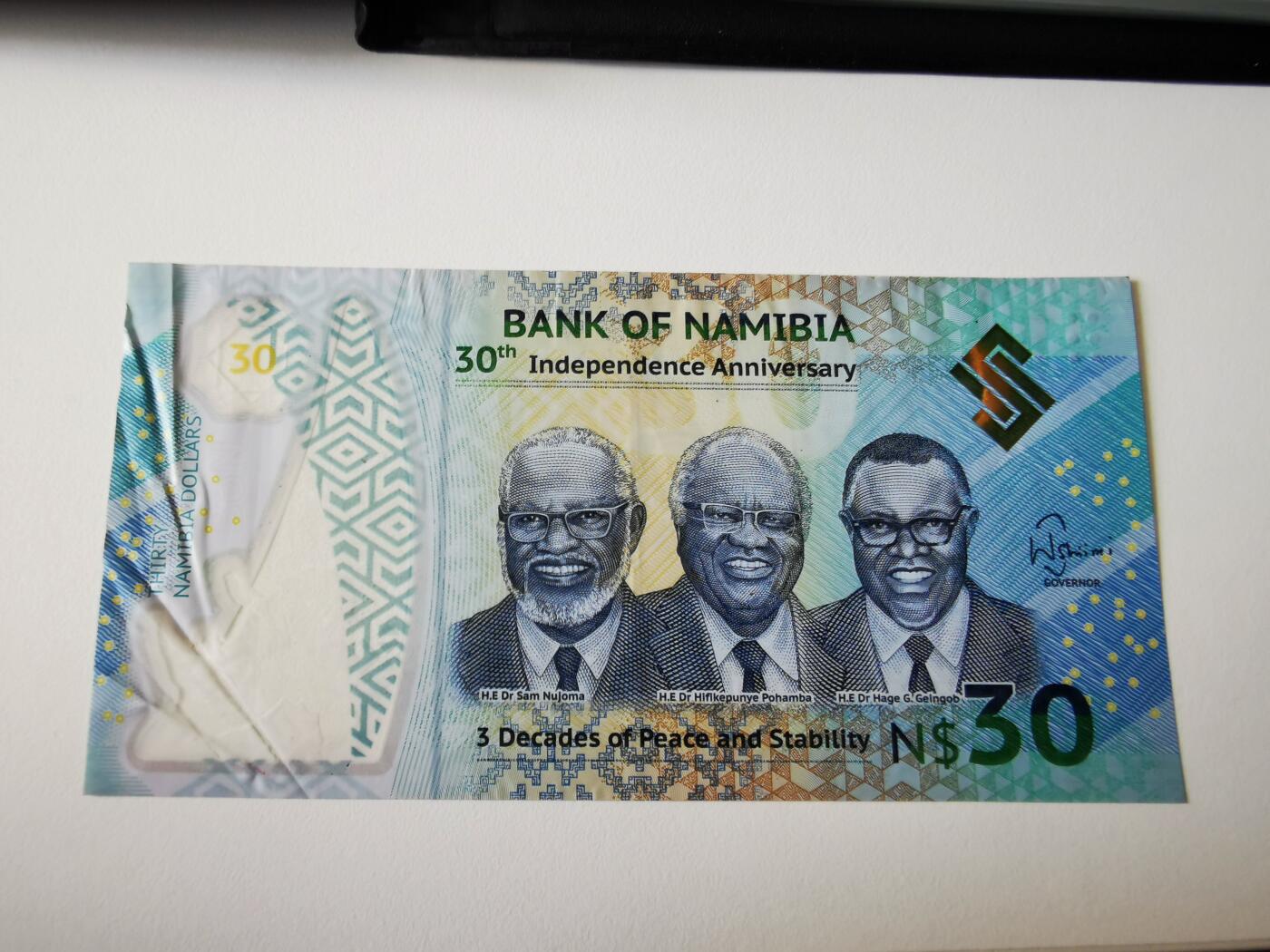 零零发流通品外国纸币拍卖 无佣金 纳米比亚30纪念钞
