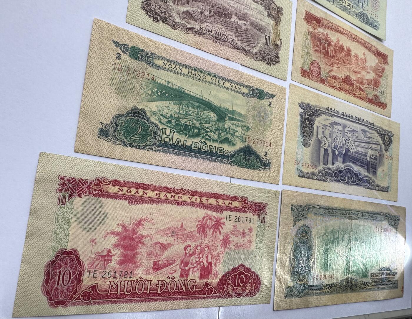 2026第5场（总第232期）：精品测试钞、外钞综合场 中国代印/越南/南越国家银行1966年版10、20、50仙、1、2、5、10、50盾全套8枚（美品如图）