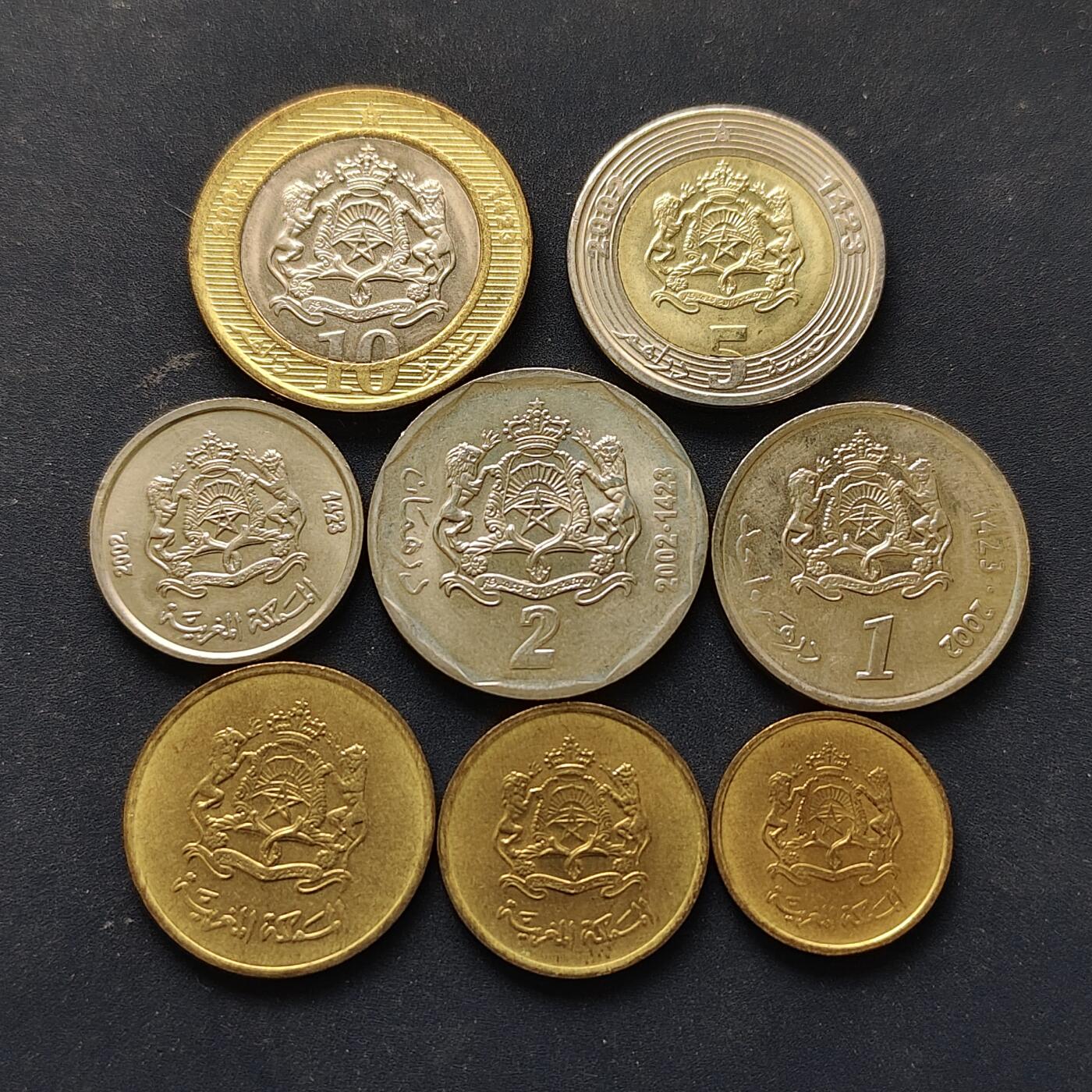 【全场包邮】纯粹捡漏拍514场 摩洛哥2002年默罕默德六世登基首版8枚套币