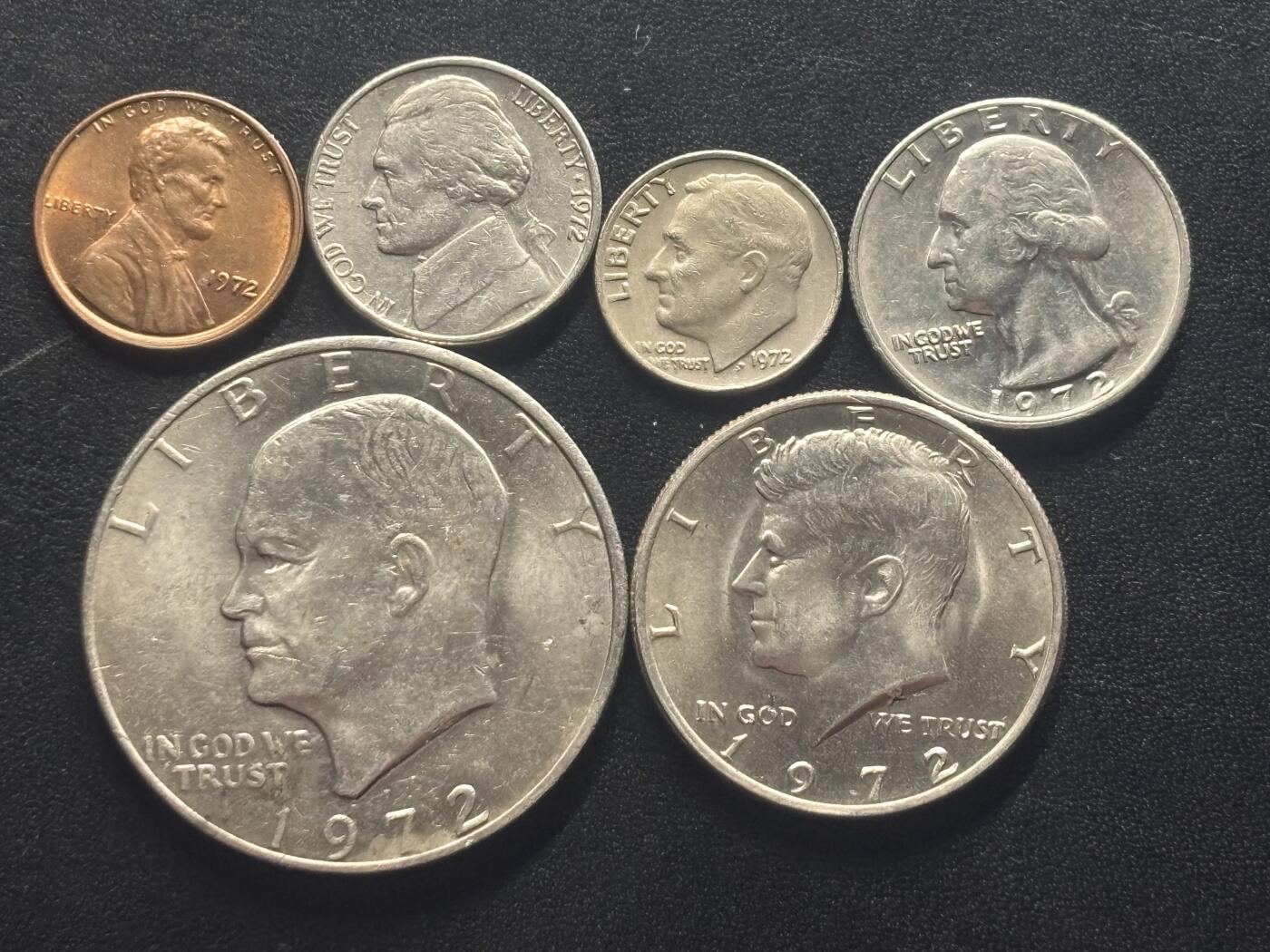 邮泉阁限时拍卖第四十三场（硬币在国外。请付邮费6元。） 美国1972年6枚