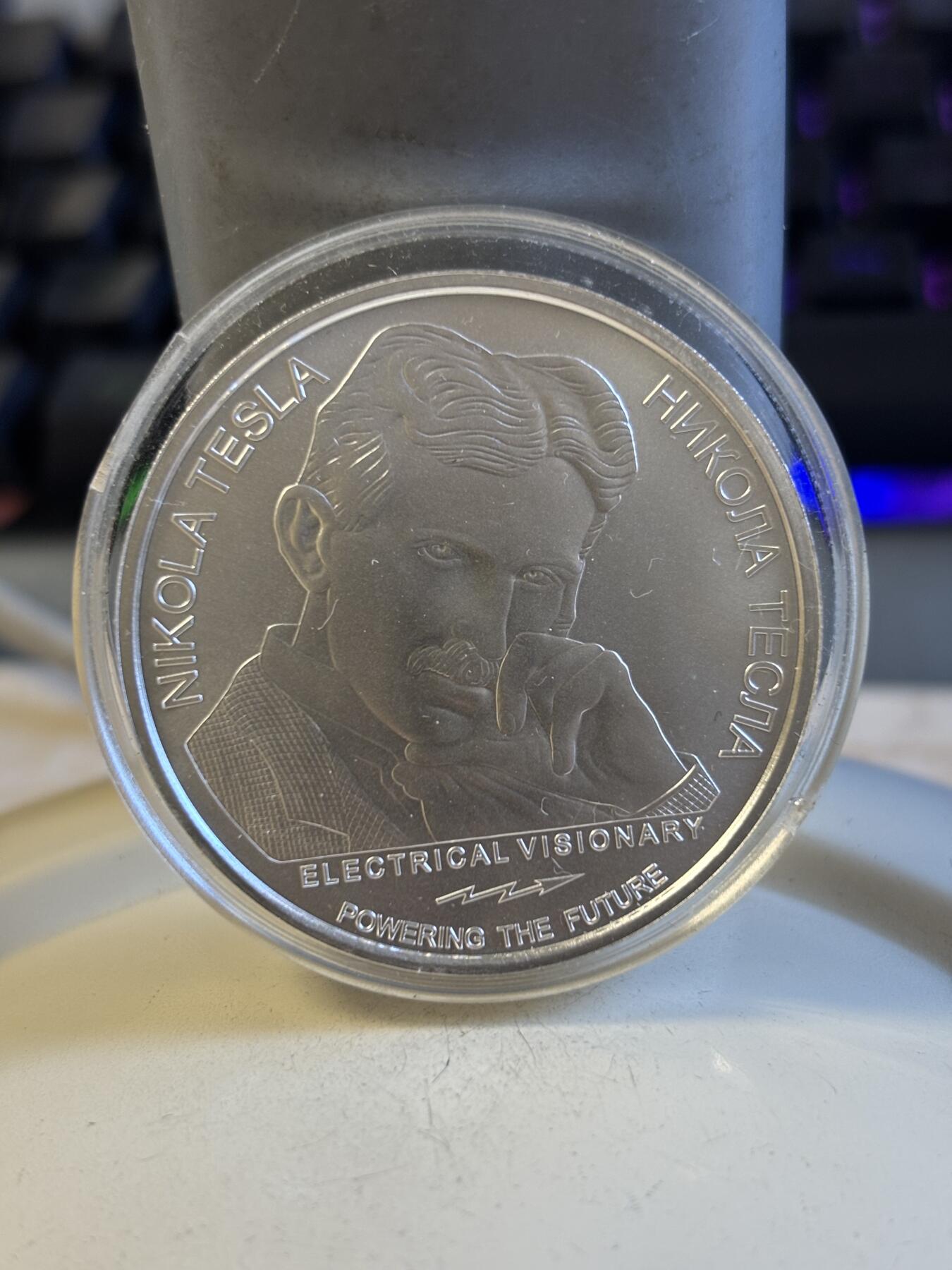 第194期拍卖 塞尔维亚2021年尼古拉特斯拉自由能源1盎司纪念银币，999银，40.25毫米，50000枚