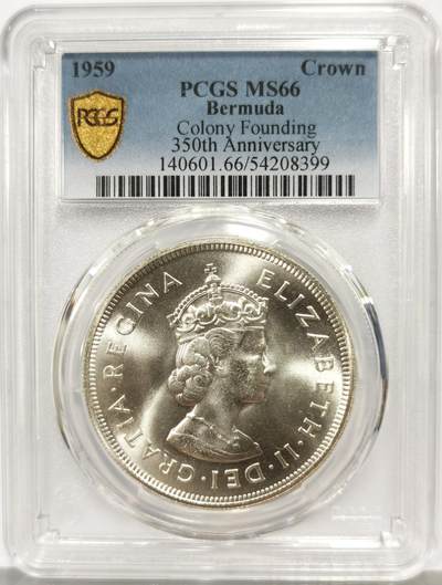 博洋堂“芳菲春韵”3月精品大拍专场暨第166期（全场包邮） - PCGS MS66 英属百慕大1959年伊丽莎白二世发现百慕大350周年1克朗纪念银币-2