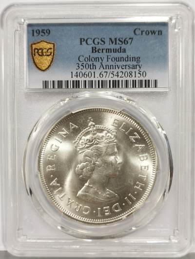 博洋堂“芳菲春韵”3月精品大拍专场暨第166期（全场包邮） - PCGS MS67 英属百慕大1959年伊丽莎白二世发现百慕大350周年1克朗纪念银币-3