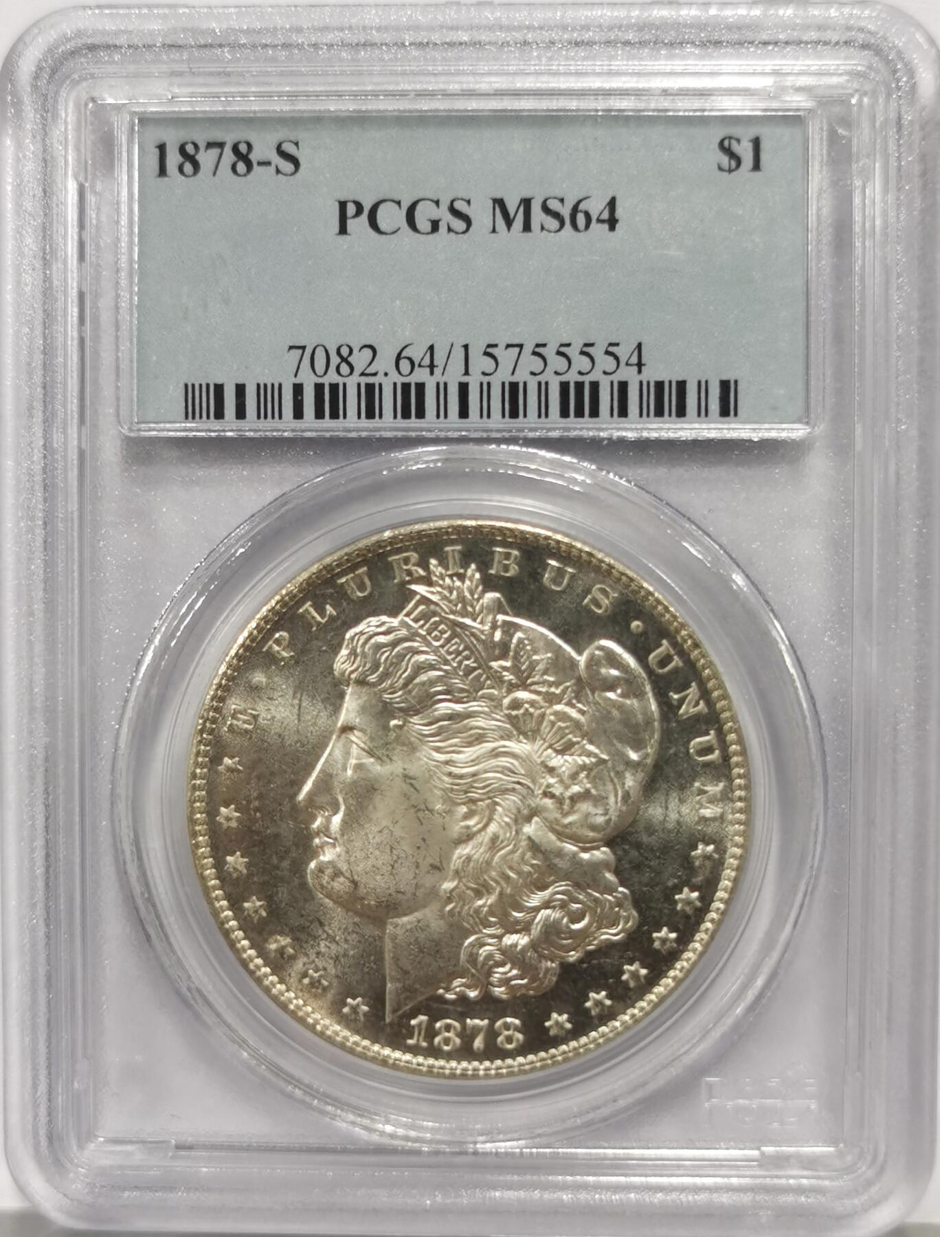 博洋堂“芳菲春韵”3月精品大拍专场暨第166期（全场包邮） PCGS MS64 美国1878 S 摩根 首年稀有摩根 车轮转光 鹰面覆盖老包浆