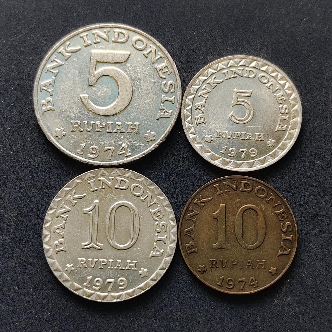 【全场包邮】纯粹捡漏拍514场 印度尼西亚1974-1979年FAO纪念币4枚一组