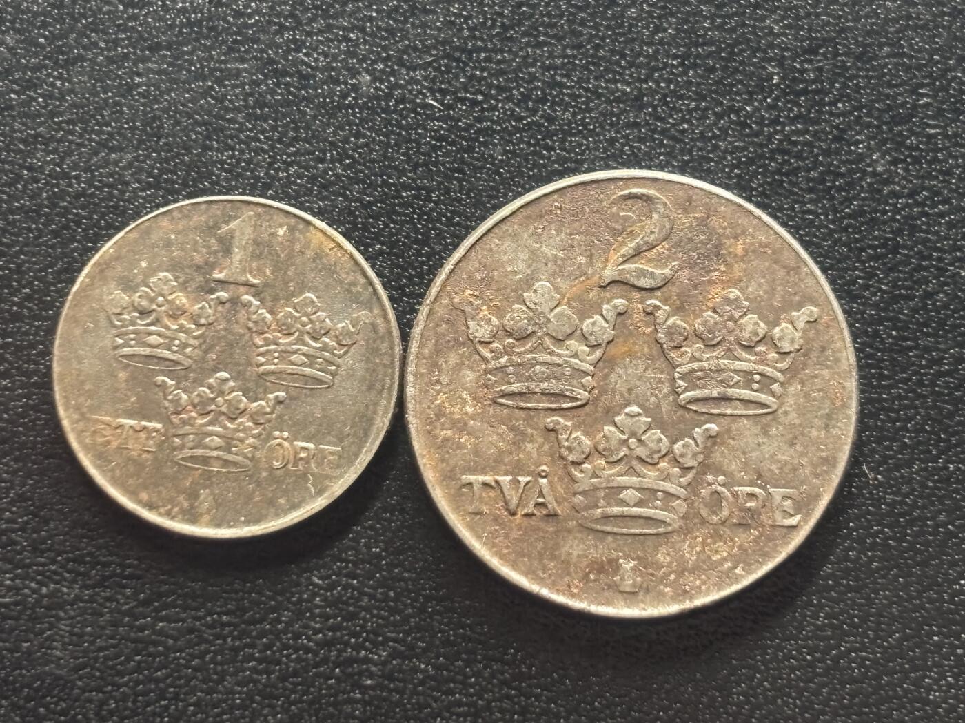 邮泉阁限时拍卖第四十三场（硬币在国外。请付邮费6元。） 瑞典古斯塔沃五世国王铁币2枚