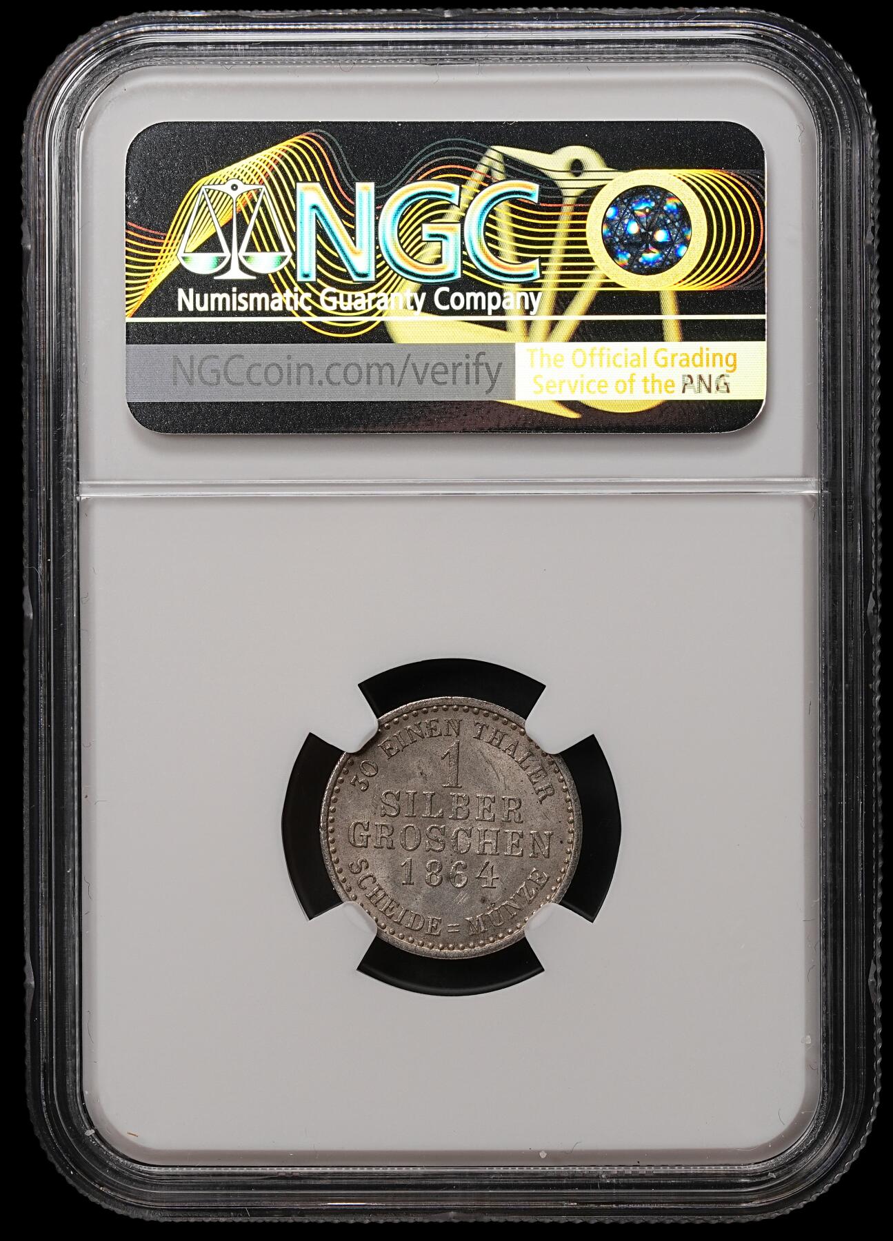 修遠堂世界钱币第108期 NGC MS64 1864年黑森 - 卡塞尔1银格罗申银币