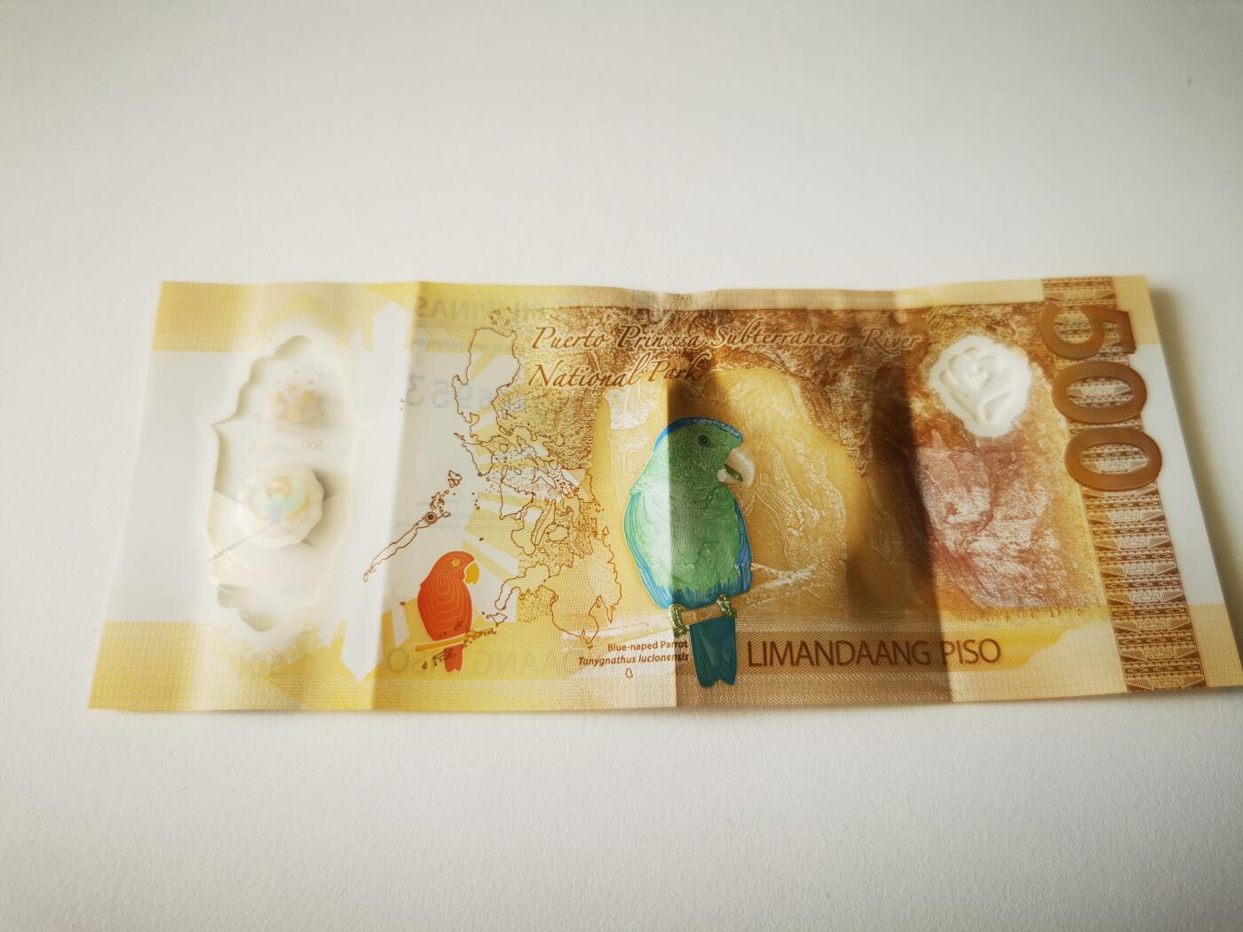 零零发流通品外国纸币拍卖 无佣金 新版菲律宾塑料钞，上部有烫伤不平无法恢复