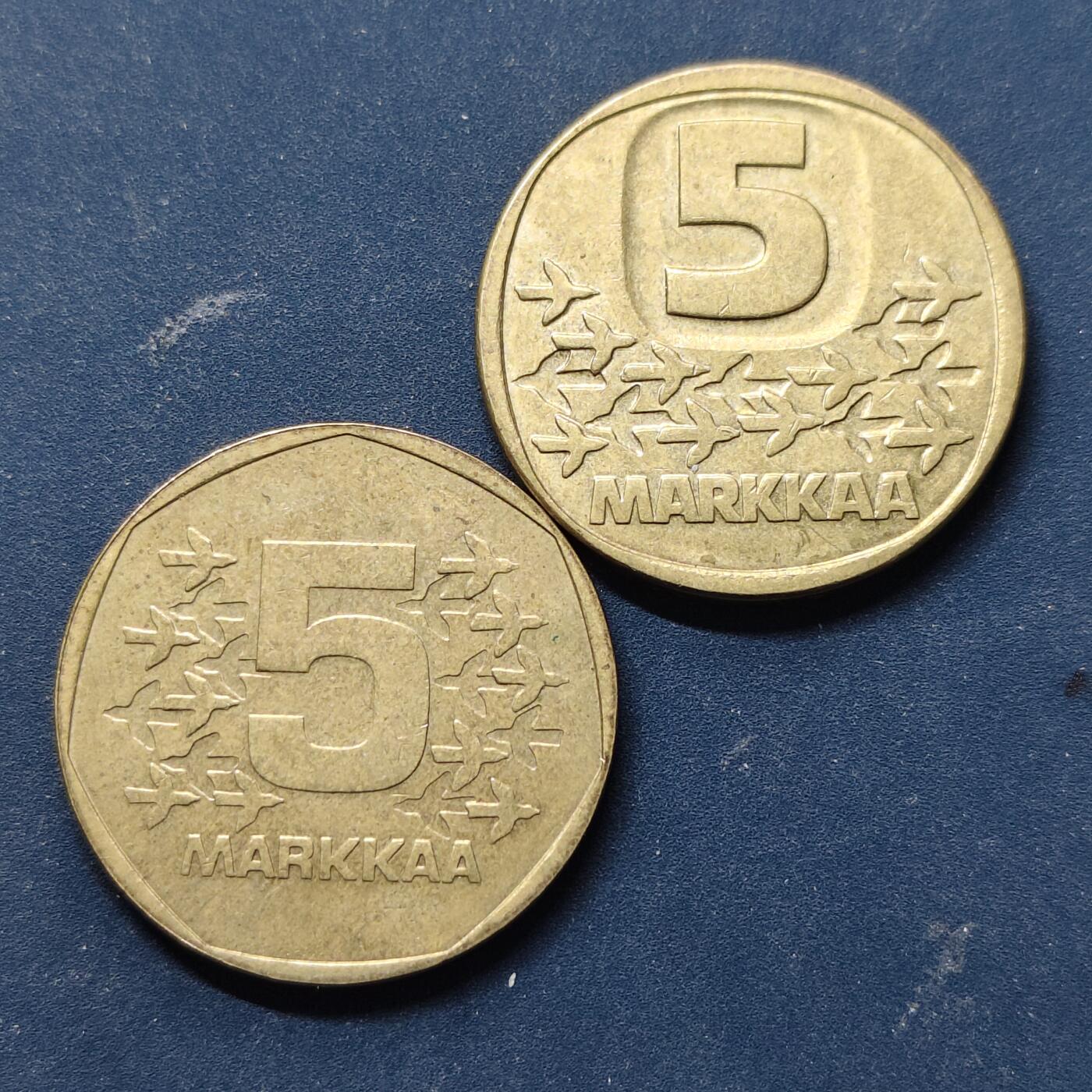 【全场包邮】纯粹捡漏拍514场 芬兰1972/1983年破冰船5马克-72年版发行1972-1978年+83版发行1979-1993年