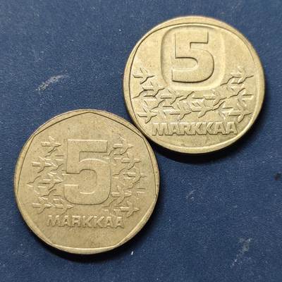 【全场包邮】纯粹捡漏拍514场 - 芬兰1972/1983年破冰船5马克-72年版发行1972-1978年+83版发行1979-1993年