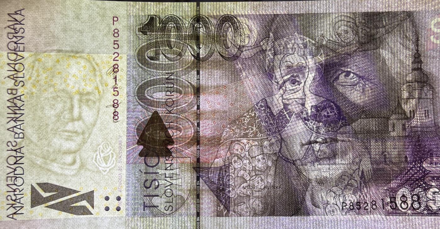 《艾美收藏》第237期-3.22周日外币强钞白金场 斯洛伐克1000克朗 UNC 2005年 边缘轻微荧光 无47双尾88
