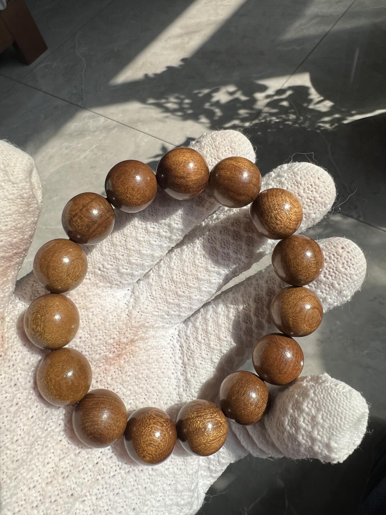 零元拍：金丝楠圆珠手串，15MM 金丝满满，满手留香