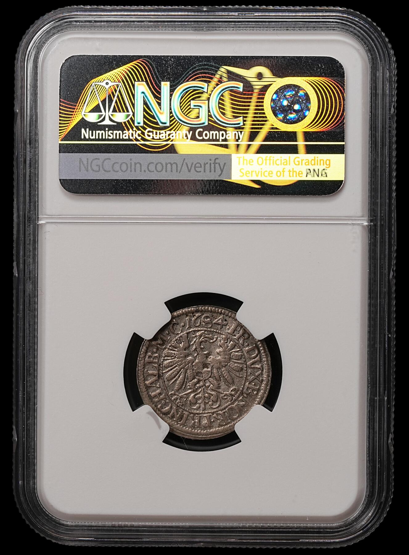 修遠堂世界钱币第108期 NGC AU50  1684年勃兰登堡 - 安斯巴赫伯国3克鲁泽银币