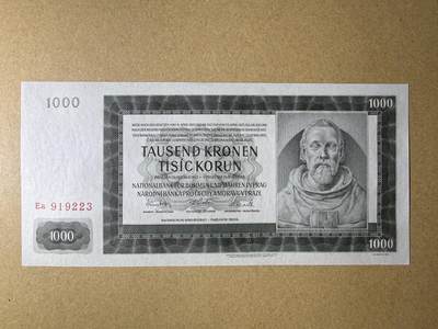 《艾美收藏》第237期-3.22周日外币强钞白金场 - 波西米亚与摩拉维亚1000克朗 UNC 1942年老版本 大票幅 无47
