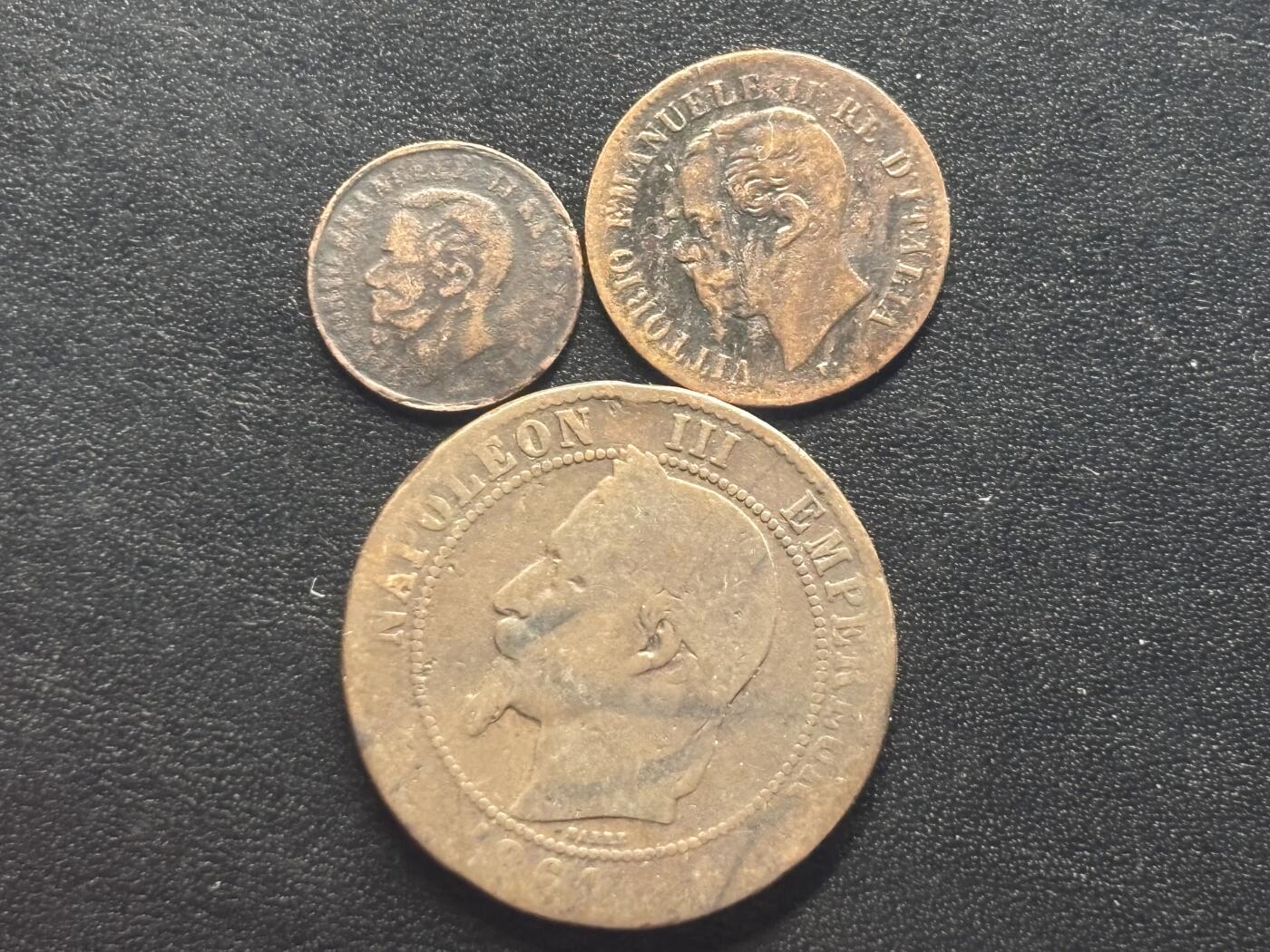 邮泉阁限时拍卖第四十三场（硬币在国外。请付邮费6元。） 意大利王国维克托·伊曼纽尔二世国王3枚