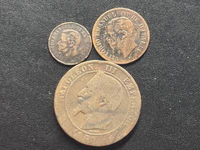 邮泉阁限时拍卖第四十三场（硬币在国外。请付邮费6元。） - 意大利王国维克托·伊曼纽尔二世国王3枚