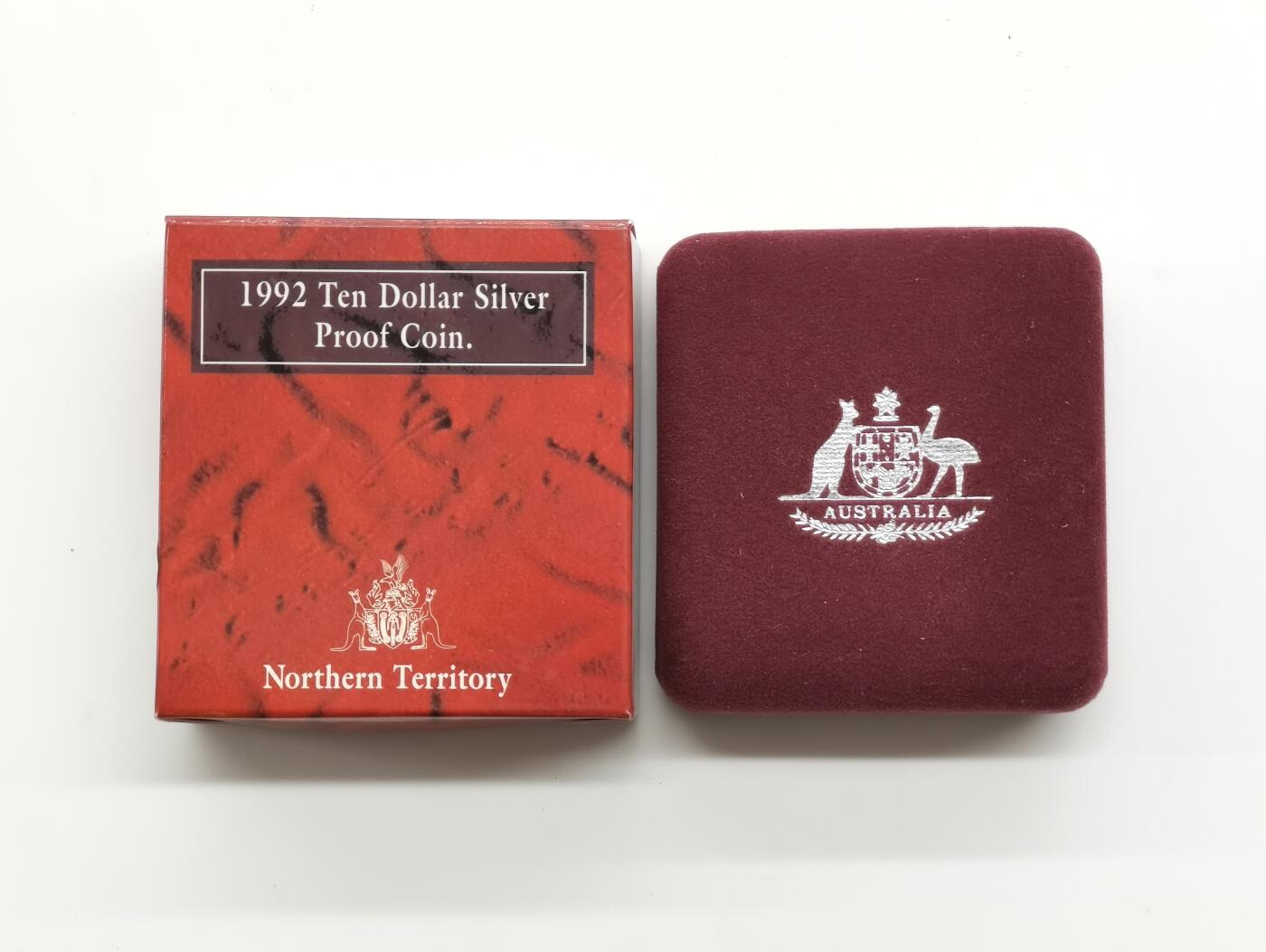 博洋堂世界钱币拍卖第165期（全场包邮） 澳大利亚1992年10元精制银币 澳大利亚州系列-北方领地 20克925银 发行量：3万 盒证全