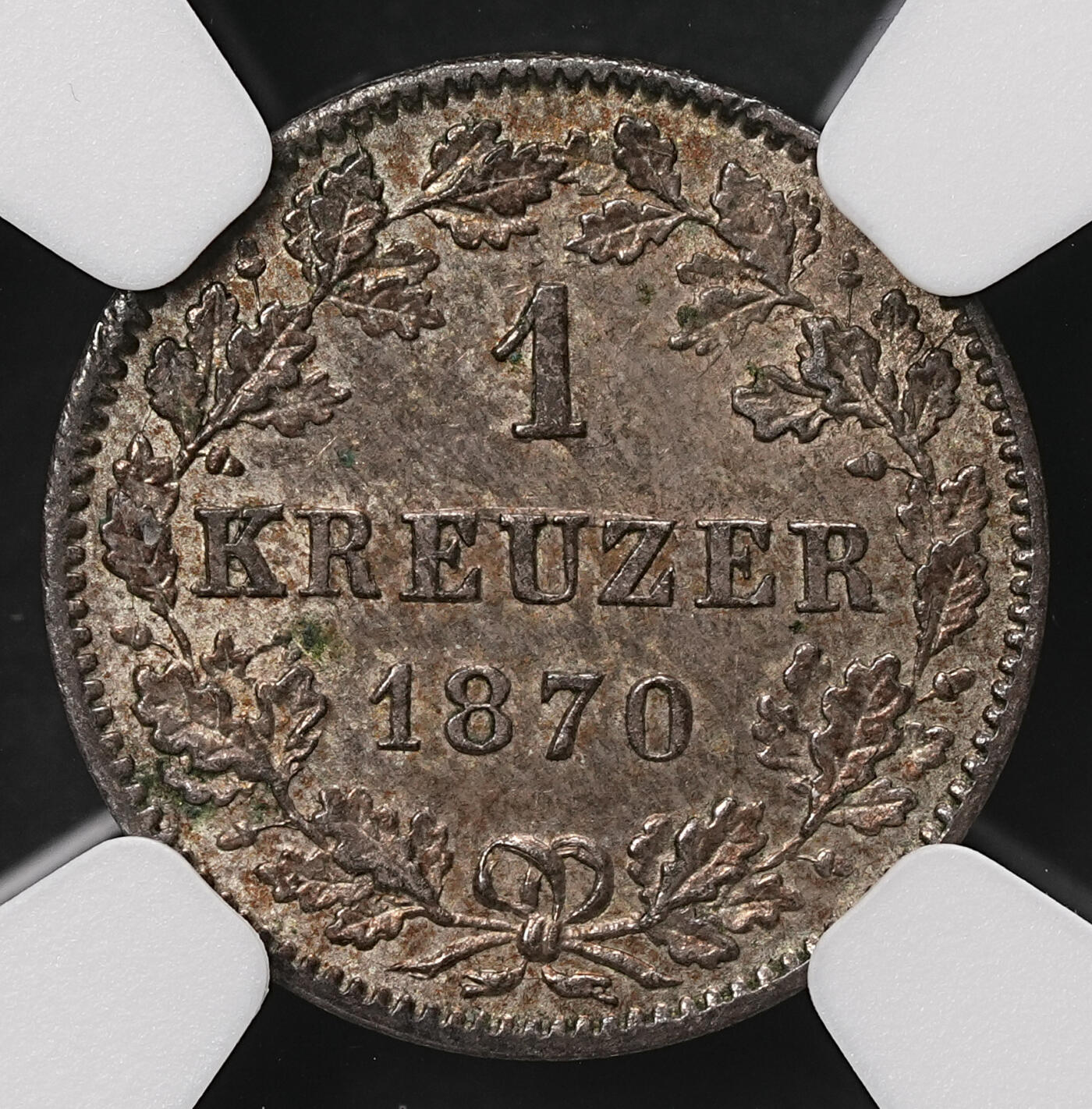 修遠堂世界钱币第108期 NGC MS62 1870年巴伐利亚1克鲁泽银币