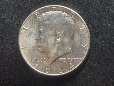 邮泉阁限时拍卖第四十三场（硬币在国外。请付邮费6元。） - 美国1964年½美元0.900银币12.5克