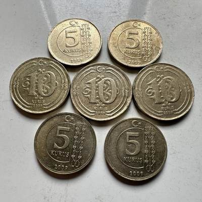 🌹外币初藏🌹🐯2026年第32场   每周二四六晚8️⃣点 接代拍 - 土耳其2009年5-10库鲁 7枚组