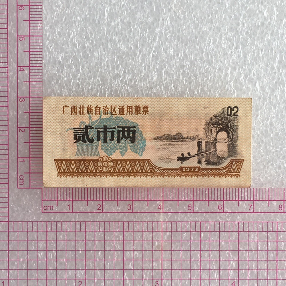        珍稀1973年广西壮族自治区通用粮票贰市两经典人物新票1枚原版真品如图供应票证旧藏文玩艺术收藏