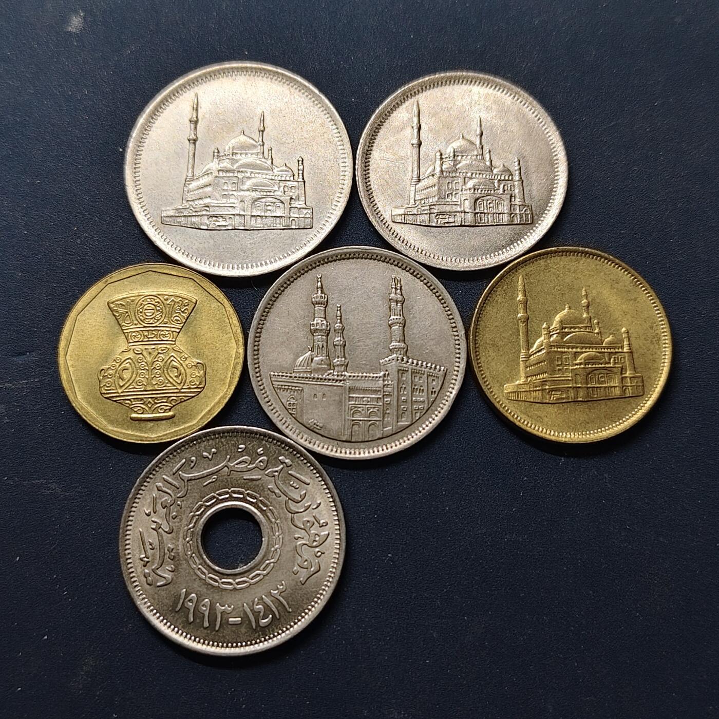 【全场包邮】纯粹捡漏拍514场 埃及1984-1993年清真寺版6枚套币
