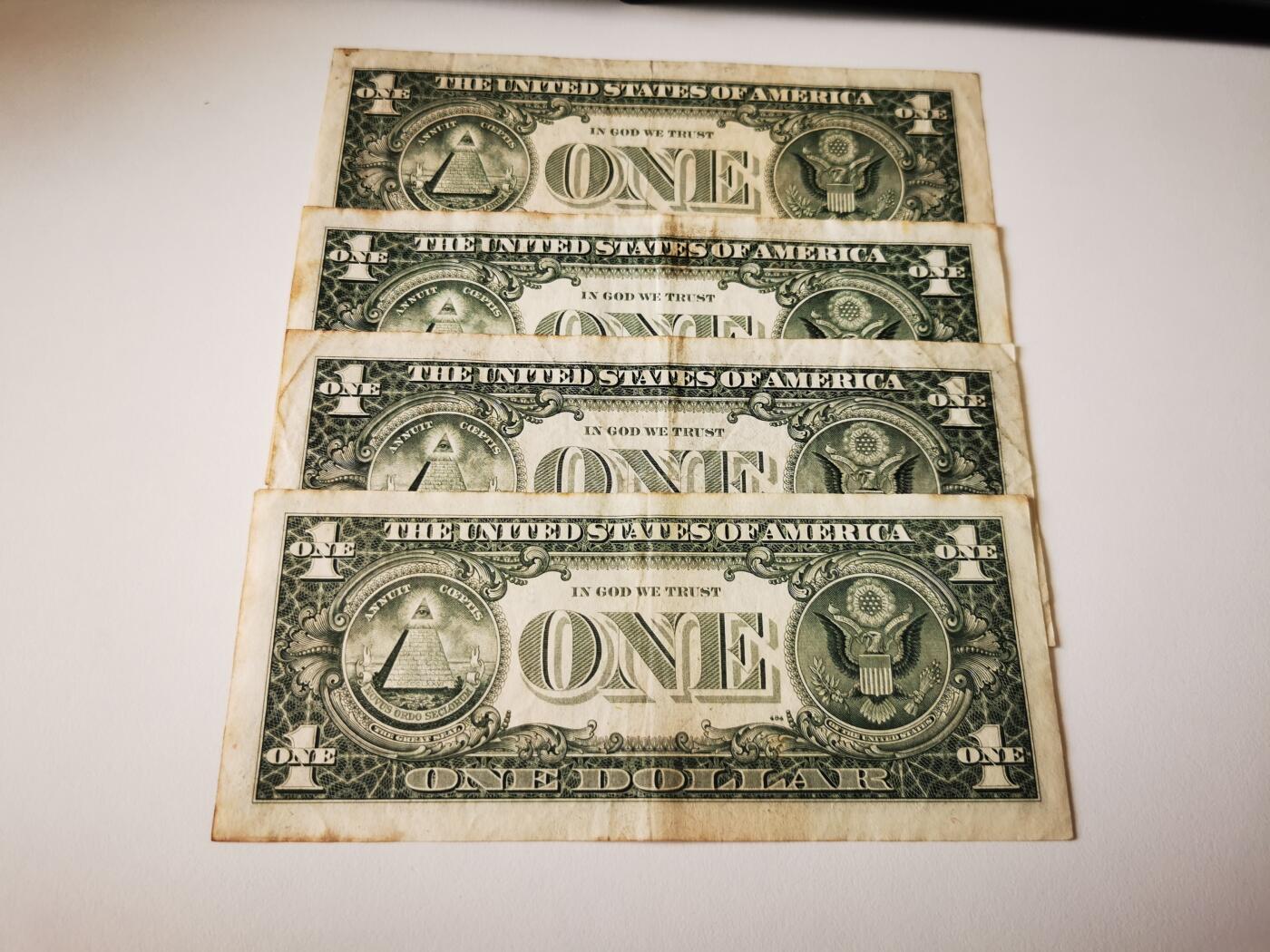 零零发流通品外国纸币拍卖 无佣金 美元四张