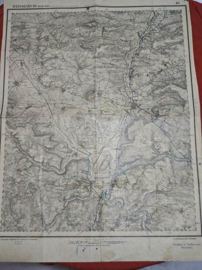 橙子收藏第六期 - 二战德军实战使用军用地形图｜魏森堡（西部）1884年初版 带原始军用作业痕迹 1:50000高精度/1934纳粹军事增补/南德战场直接实物见证 馆藏级二战史料