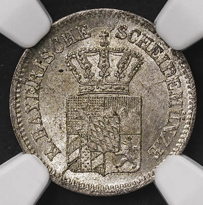 修遠堂世界钱币第108期 - NGC MS64 1863年巴伐利亚1克鲁泽银币