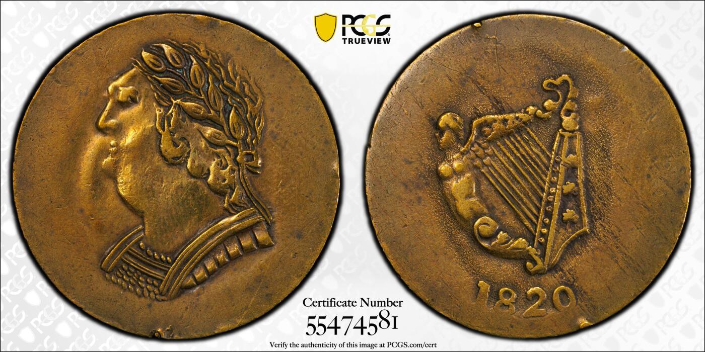 博洋堂世界钱币拍卖第165期（全场包邮） PCGS AU 下加拿大（Lower Canada，今魁北克省南部）1820年发行的代币，名家旧藏，麦稀奇首见