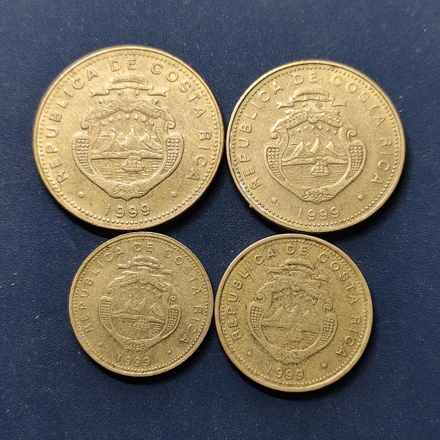 【全场包邮】纯粹捡漏拍514场 哥斯达黎加1999年独年份版本4枚套币（4枚均为独年份版本）