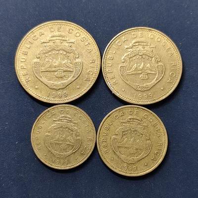 【全场包邮】纯粹捡漏拍522场 哥斯达黎加1999年独年份版本4枚套币（4枚均为独年份版本）