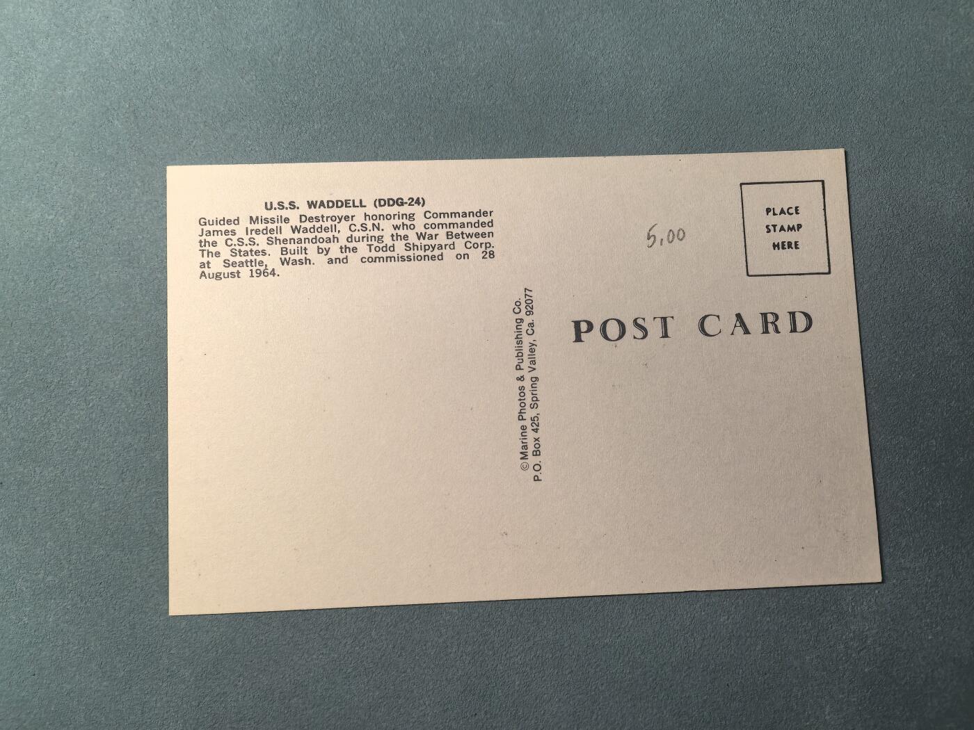 盛世勋华——号角文化勋章邮票专场拍卖第309期 美国冷战时期军舰专题明信片 詹姆斯·艾迪恩·沃德尔号导弹驱逐舰 (DDG-24) 