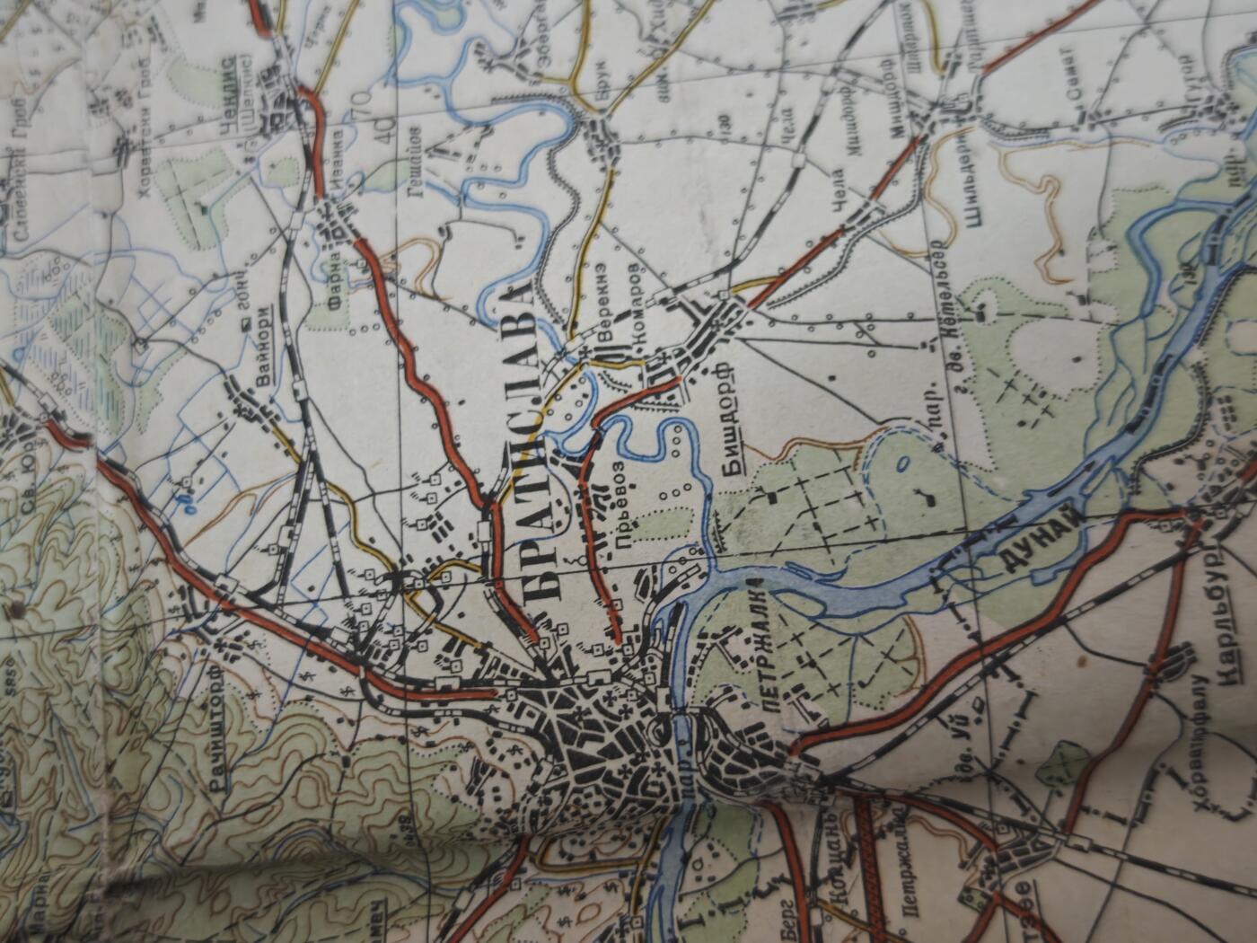 橙子收藏第六期 1944年苏联红军总参谋部实战军用地图/捷克斯洛伐克-奥地利-匈牙利 带原始战术标记 见证1945维也纳攻势 苏军解放中欧核心实物 馆藏级二战稀缺文物(长度一米多)