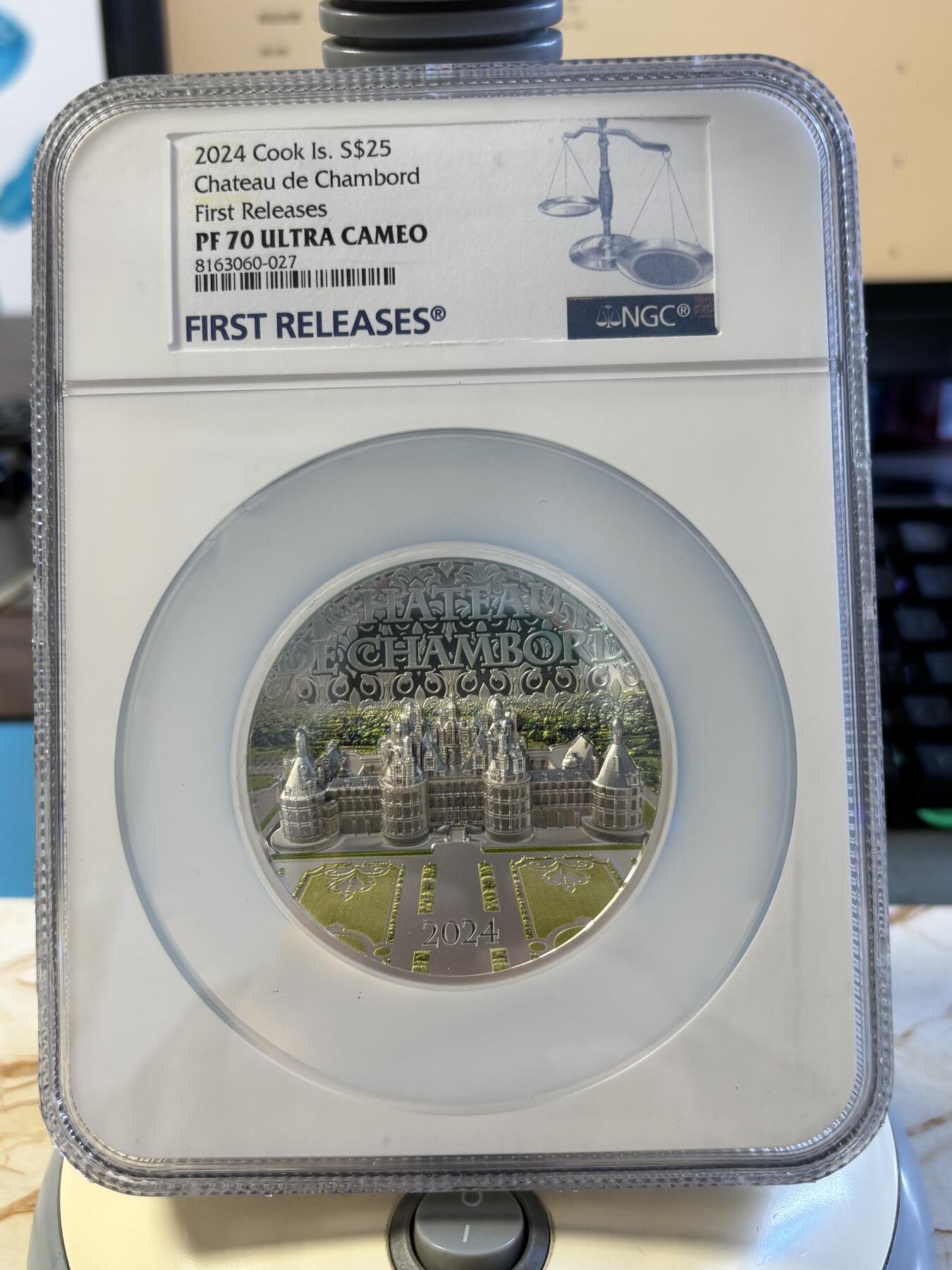 第195期拍卖 库克2024年法国香宾城堡5盎司彩银币NGC-PF70首期，9999银，发行500枚