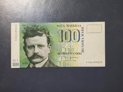 3月22号晚上8点 外国纸币自动截拍第43场 - 芬兰100马克纸币 1986年LITT.A再版  西贝柳斯 极美近新