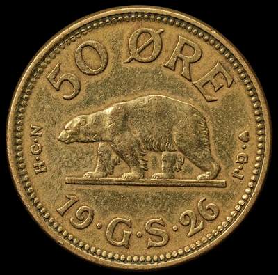 修遠堂世界钱币第108期 - 1926年格陵兰50欧尔