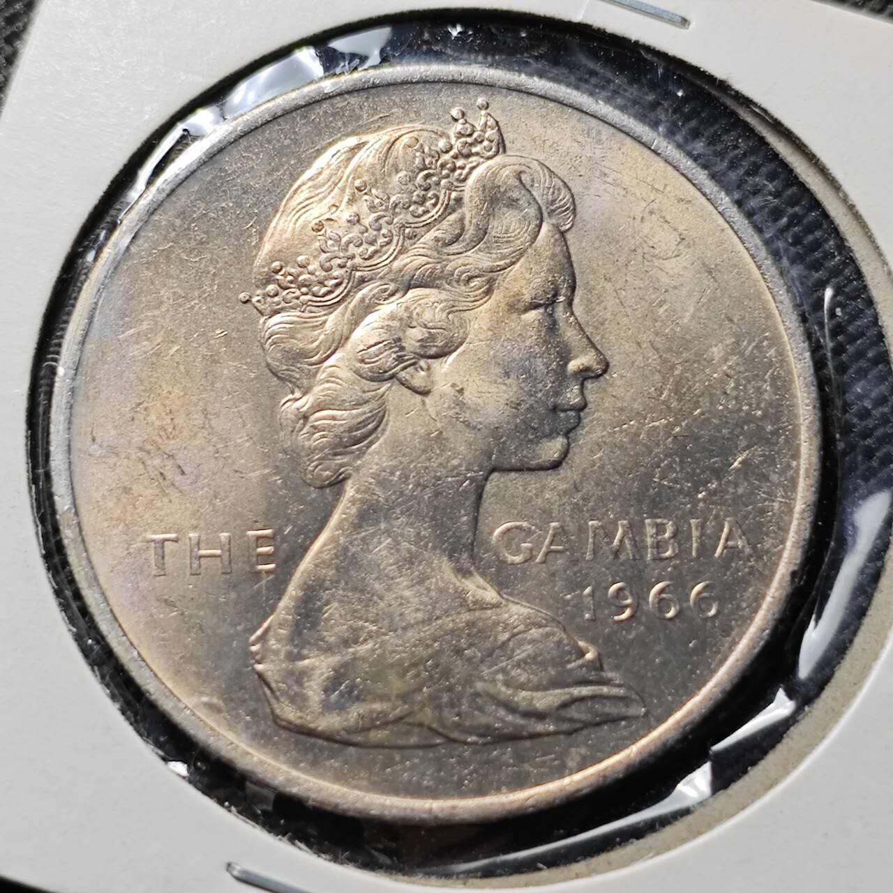 KK钱币收藏小铺   套币专场 2月预留时间 周末发货  1966英属冈比亚4先令 鳄鱼