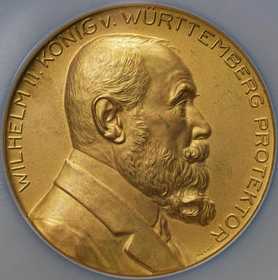 修遠堂世界钱币第108期 - NGC MS65 1911年德国斯图加特烘焙博览会镀金大铜章