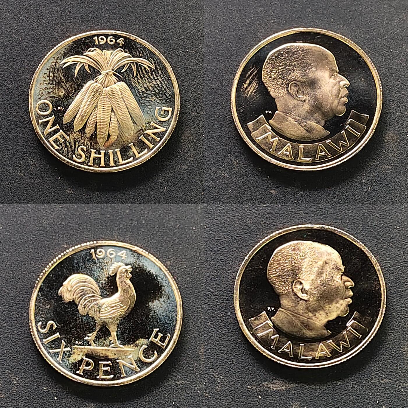【全场包邮】纯粹捡漏拍515场 马拉维1964年独立首版官方精制套币-PS1