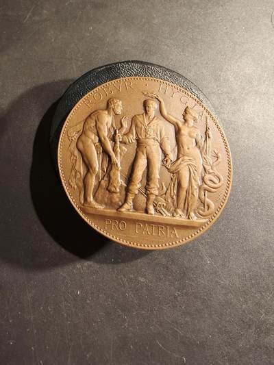 老王徽章第188期 - 法国战争部体能大铜章    原盒    直径50mm    重量68.1g