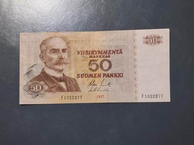 3月22号晚上8点 外国纸币自动截拍第43场 - 芬兰 1977年版 50马克 原票美品